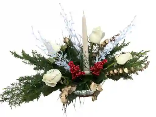 Centro De Mesa Navideño Con Vela