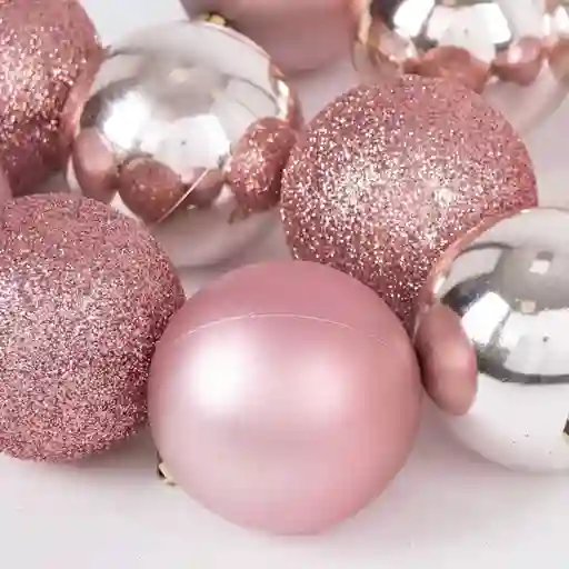 Bolas Navideñas Set Diseños Surtidos 12 Esferas Navidad Oro Rosa Pequeñas