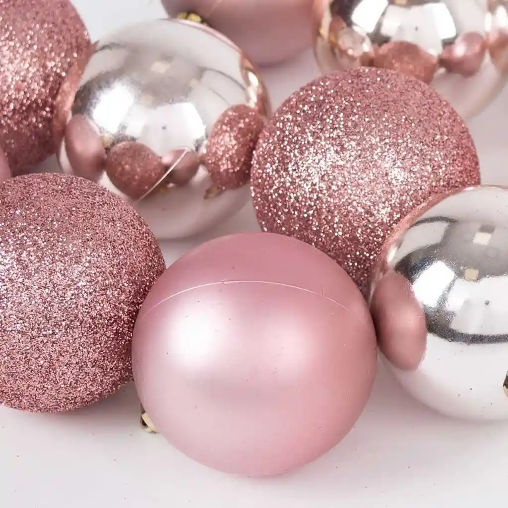 Bolas Navideñas Set Diseños Surtidos 12 Esferas Navidad Oro Rosa Pequeñas