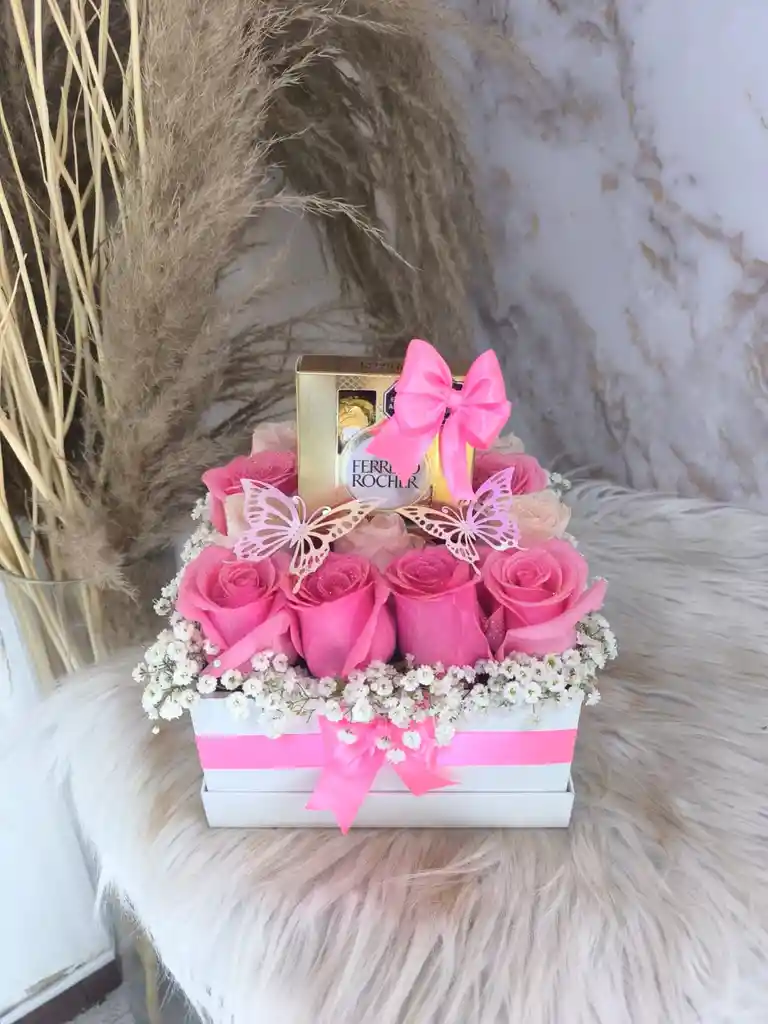 Caja De Rosas Rosadas