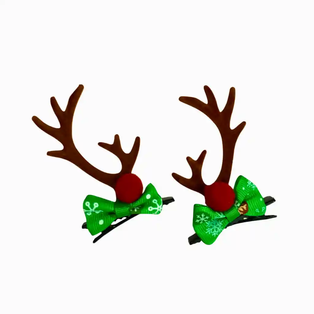 Pinzas Hebillas Navideñas Diseño Venado Para Cabello X 1 Par