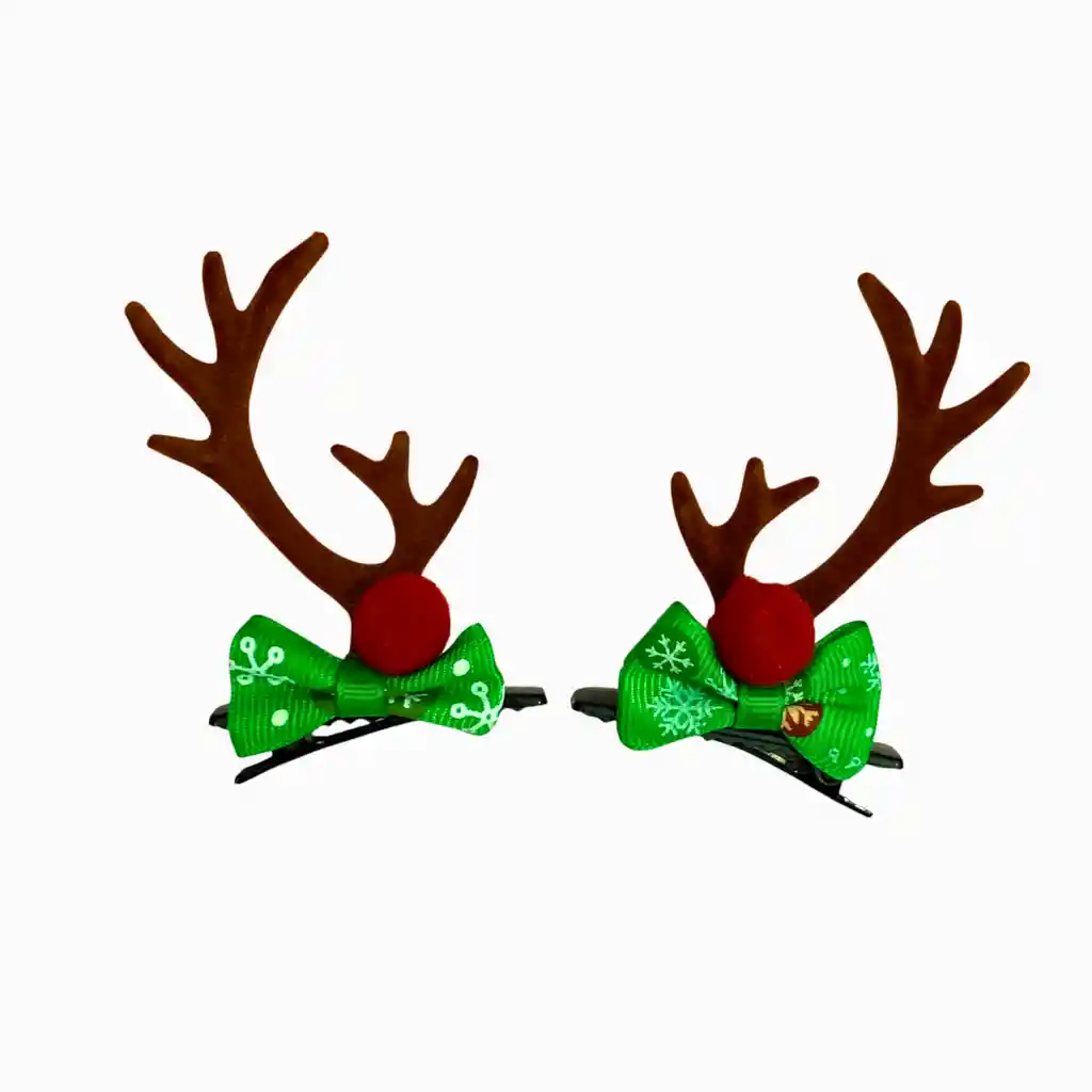 Pinzas Hebillas Navideñas Diseño Venado Para Cabello X 1 Par