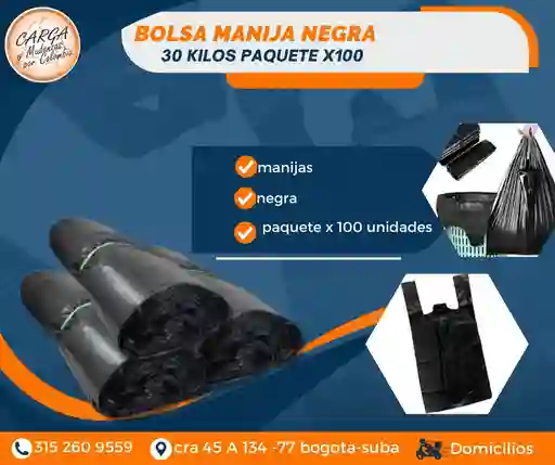 Bolsas De Manija Negra De 30 Kilos X 100 Unidades - Empaque Y Embalaje