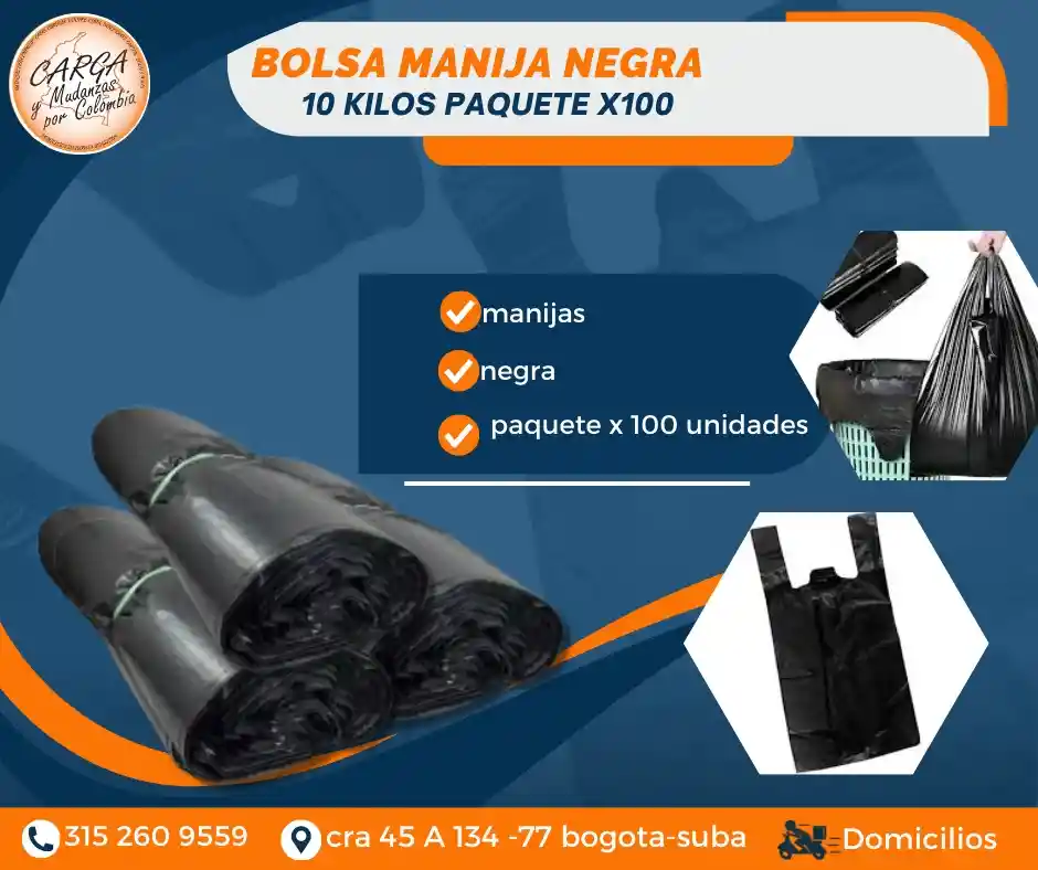 Bolsa De Manija 10 Kilos Negra X 100 Unidades Empaque Y Embalaje