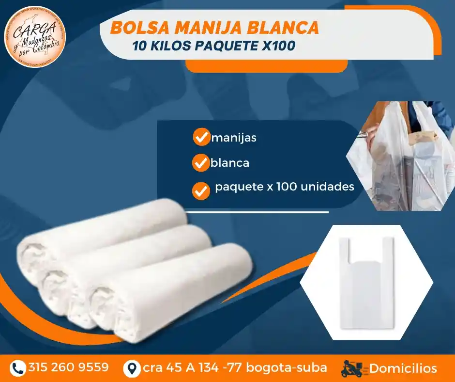 Bolsa De Manija 10 Kilos Blanca-empaque Y Embalaje