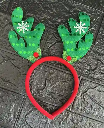Diadema O Balaca Navidad Reno Puntos Verdes