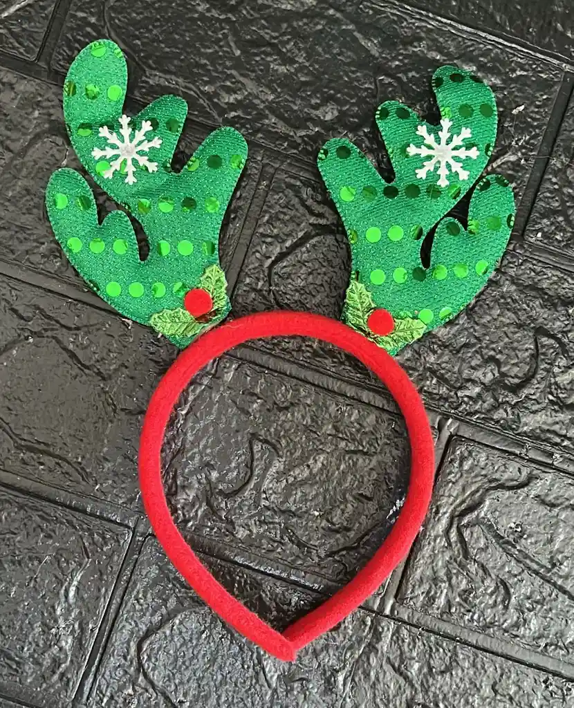 Diadema O Balaca Navidad Reno Puntos Verdes
