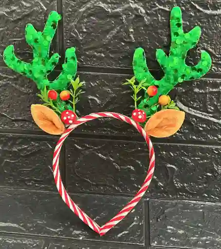 Diadema O Balaca Navidad Reno Verde