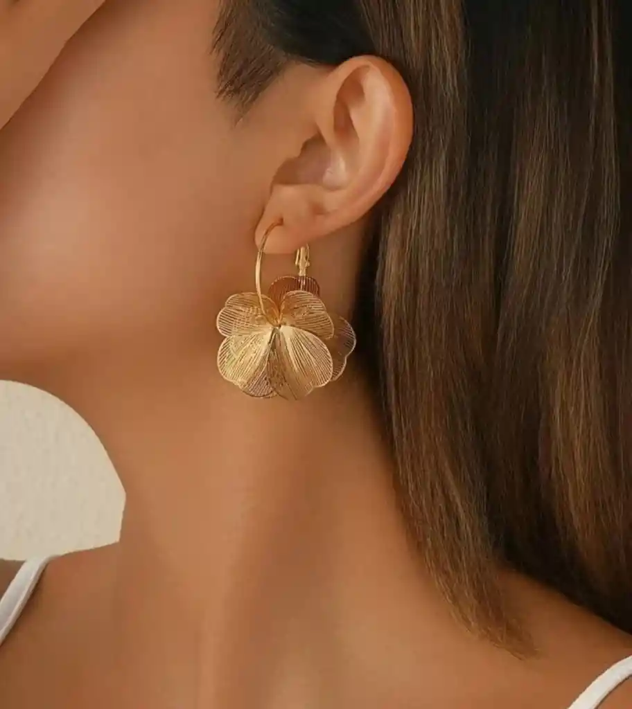Argollas Petalos De Oro