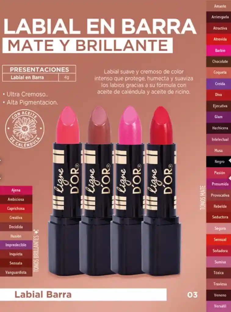 Labial Lissia En Barra Matte Y Brillante 4 G