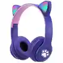 Diadema Audifonos Niña Bluetooth Orejas De Gato Luz Rgb Mz03