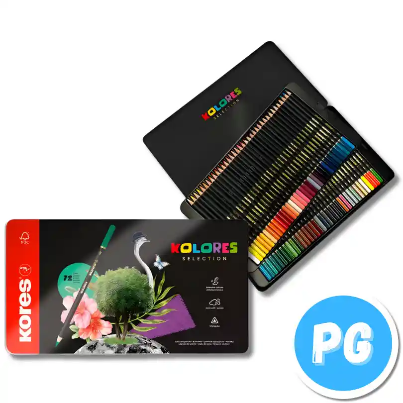 Caja Color Kores Selection X72 Unds Caja Metalica