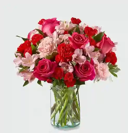 Jarrón De Flores De Rosas Y Flores Variadas