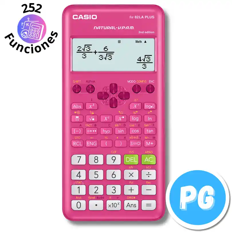 Calculadora Casio Cientifica 82la Plus 252 Funciones Rosada