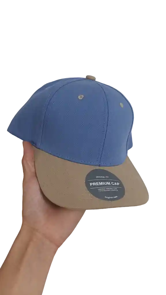 Gorra Algodón 100% Azul Con Bisera Bige