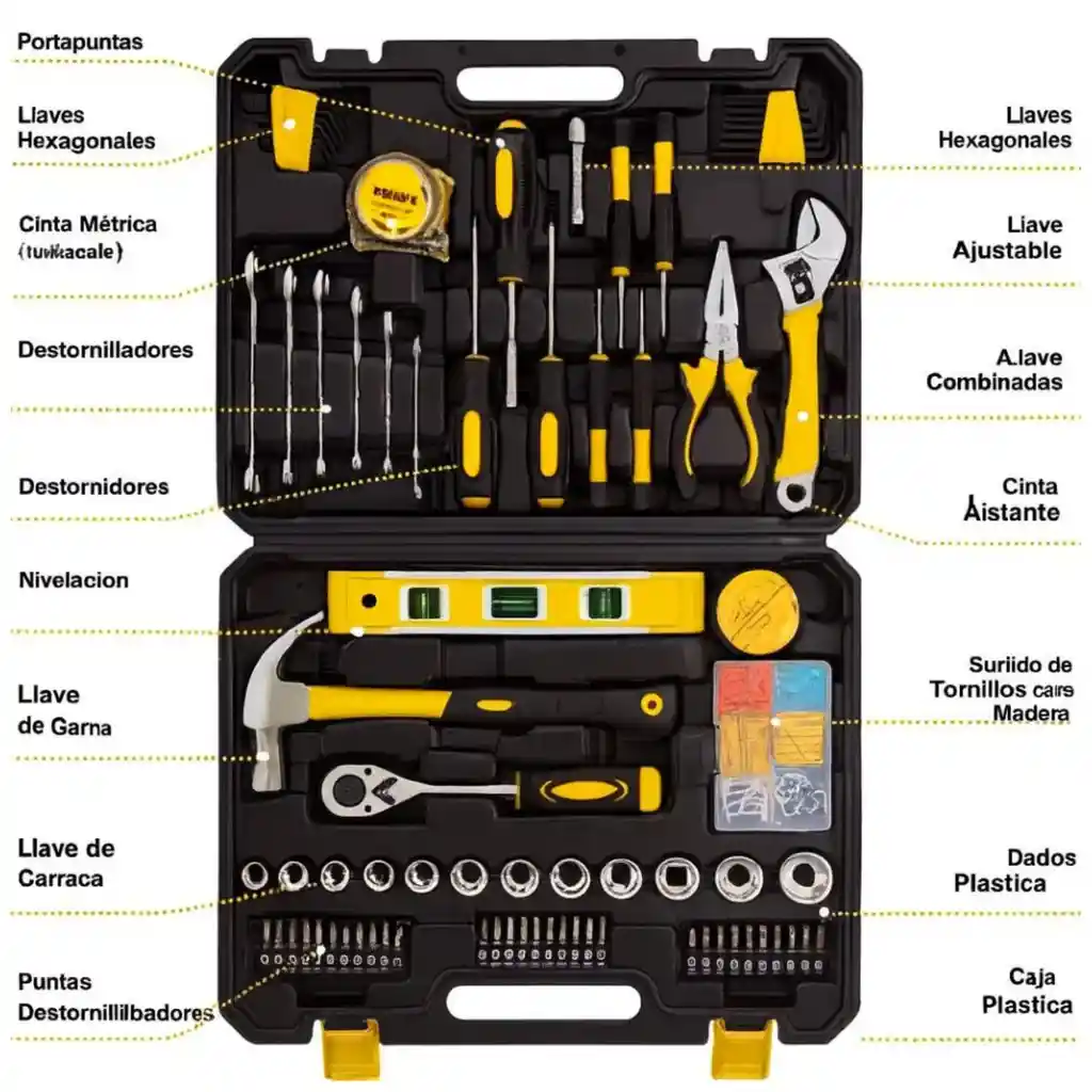 Juego De Herramientas Manual Combinado 128 Pcs Caja Portátil