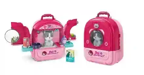 Juguete Set Hospital Veterinario Morral Con Gato Mascota 008-997a-2