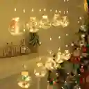 Cortina De Navidad Luz Led Cálidas Luces Esferas Nieve De Navidad 3m X 0.7m Decoración Navideña