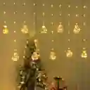 Cortina De Navidad Luz Led Cálidas Luces Esferas Nieve De Navidad 3m X 0.7m Decoración Navideña