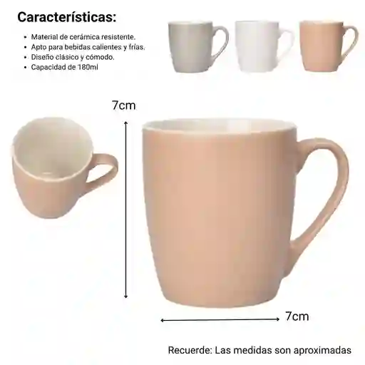 Mug Pocillo Ceramica 180ml Dim:7x7x8