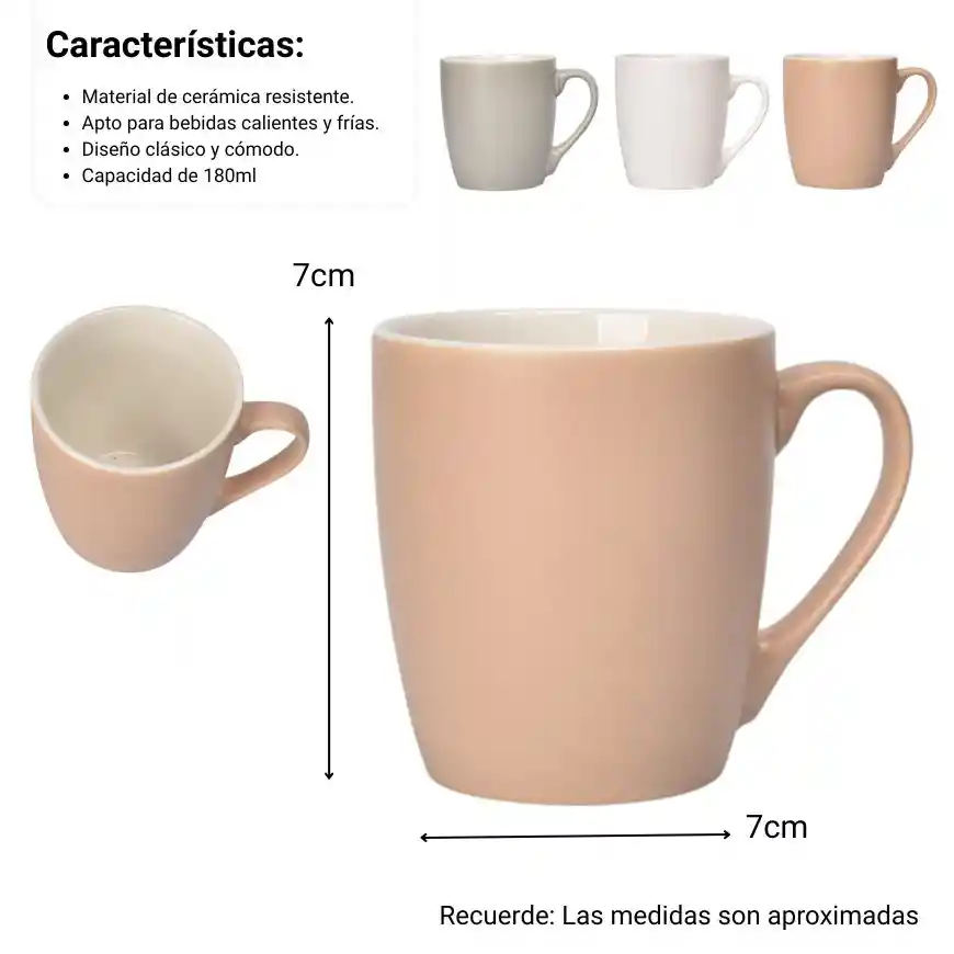 Mug Pocillo Ceramica 180ml Dim:7x7x8
