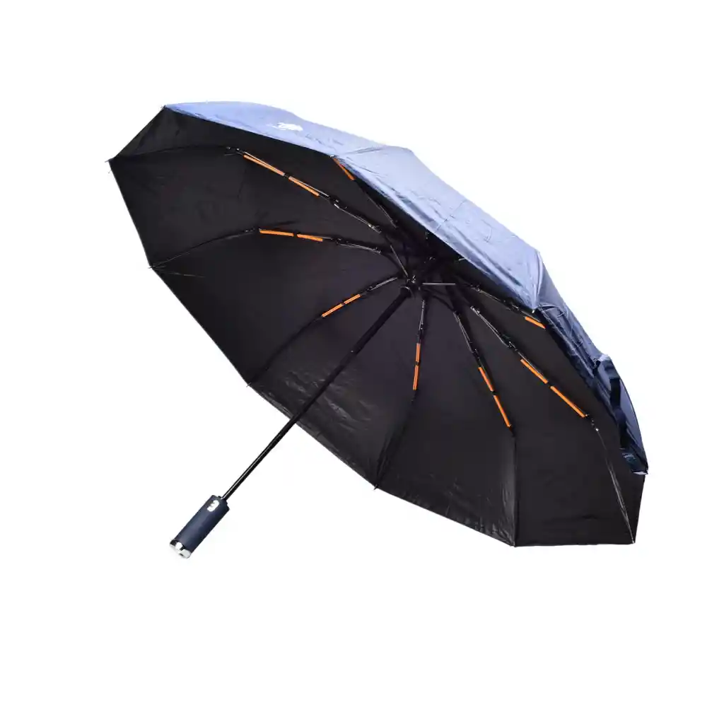 Sombrilla Con Linterna Doble Automatica 10 Varillas Filtro Uva Zul Y Negro