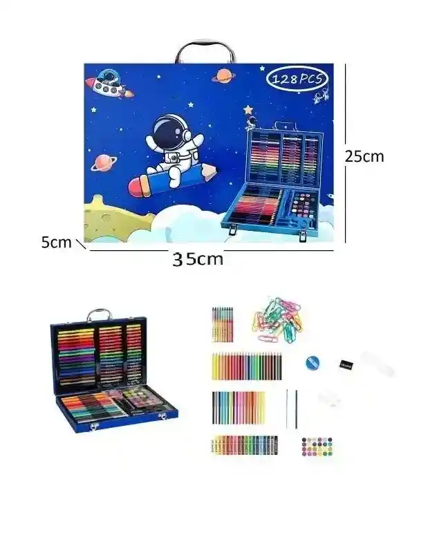 Set Kit De Arte Y Dibujo Tipo Maleta Astronauta 128 Piezas Para Niño Ref. 128-1
