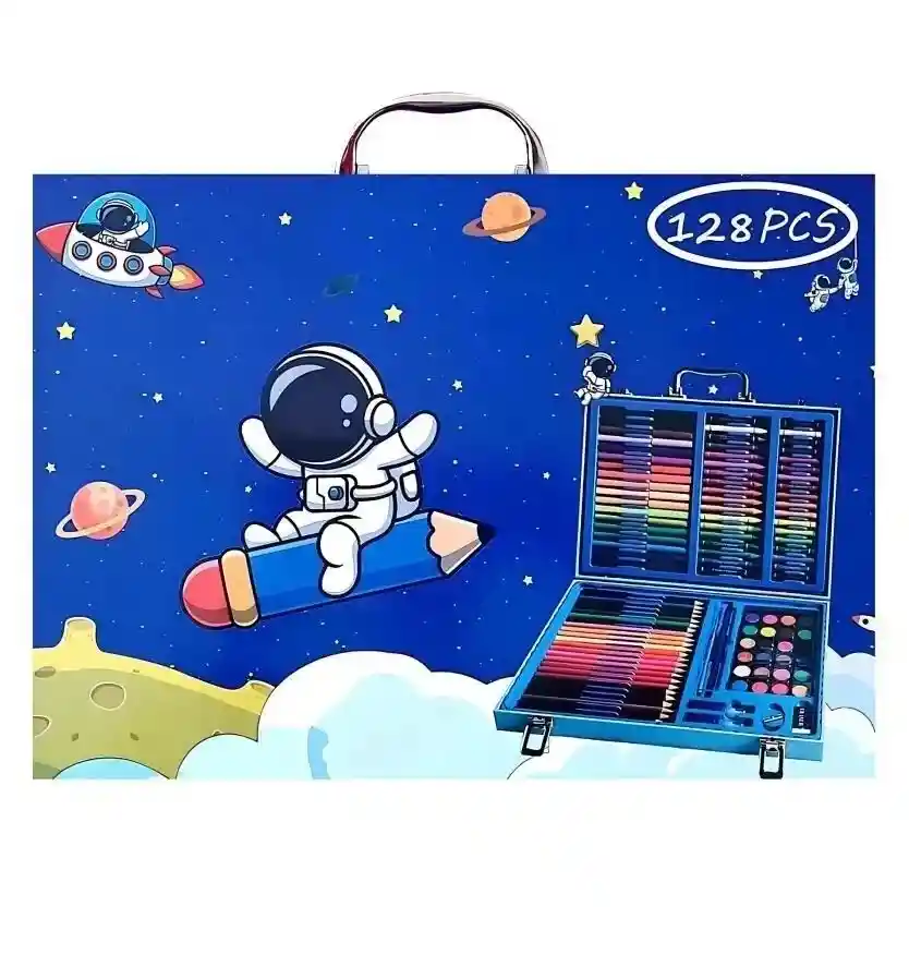 Set Kit De Arte Y Dibujo Tipo Maleta Astronauta 128 Piezas Para Niño Ref. 128-1
