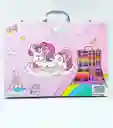 Set Kit De Arte Y Dibujo Tipo Maleta Unicornio 128 Piezas Para Niña Ref. 128-2