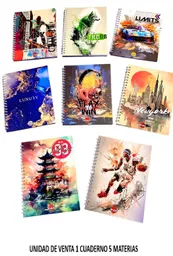 Cuaderno Argollado 80 Hojas Cuadriculado Hombres Design Diseños Surtidos Pasta Dura Grande