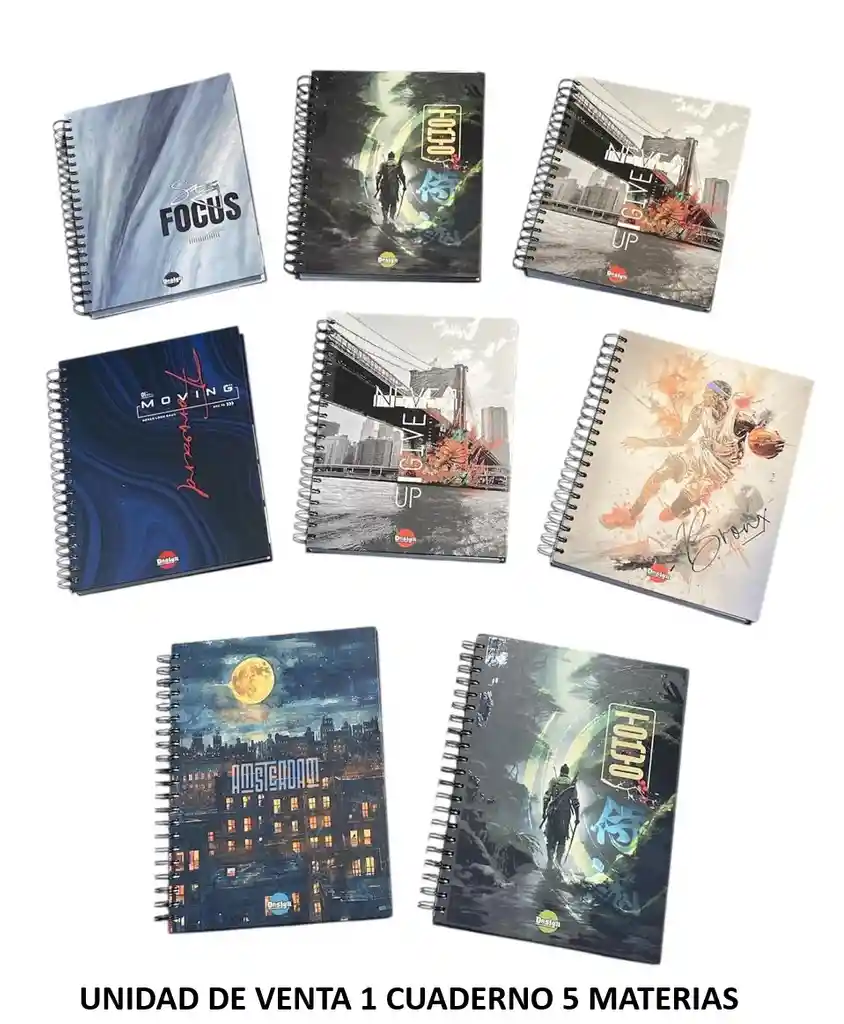 Cuaderno 5 Materias Grande De Hombre Argollado Cuadriculado Design Diseños Surtidos