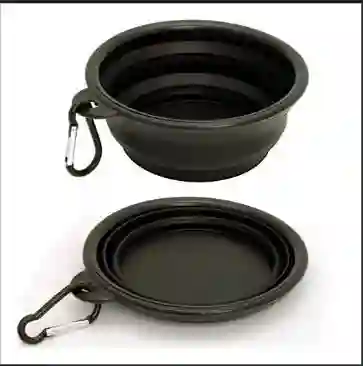 Plato Portátil Para Perro Mediano Negro