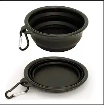 Plato Portátil Para Perro Mediano Negro