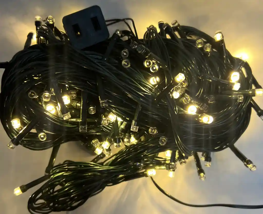 Luces Led Navidad 200 Bombillos Luz Cálida Cable Verde