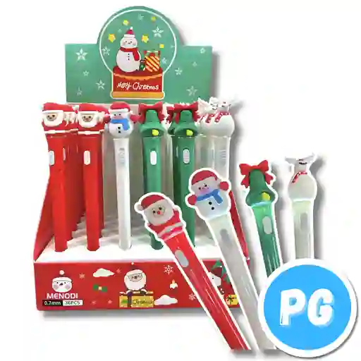 Paquete Esfero Muñecos Navidad Con Luz X12 Unds Surtidos