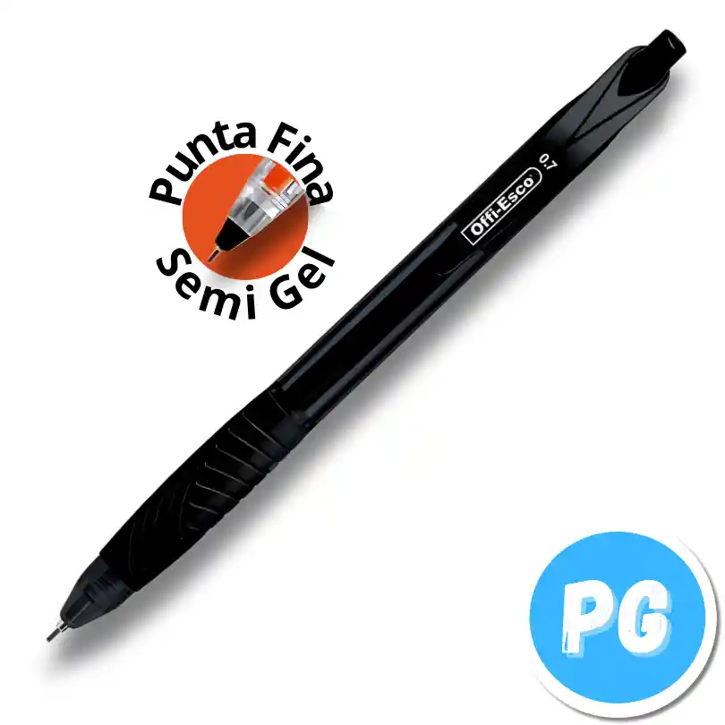 Esfero Offiesco 0.7mm Gel Retractil Negro 044 Ergonomico