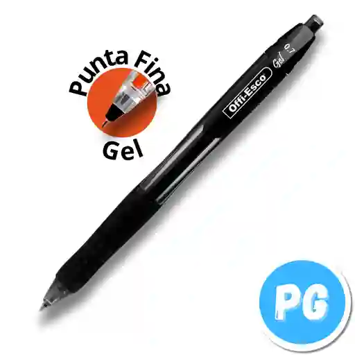 Esfero Offiesco 0.7mm Semigel Retractil Negro 050 Ergonomico