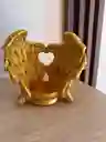 Portavelas / Candelabro Ángel Dorado Con Corazón - Decoración Religiosa Y Espiritual