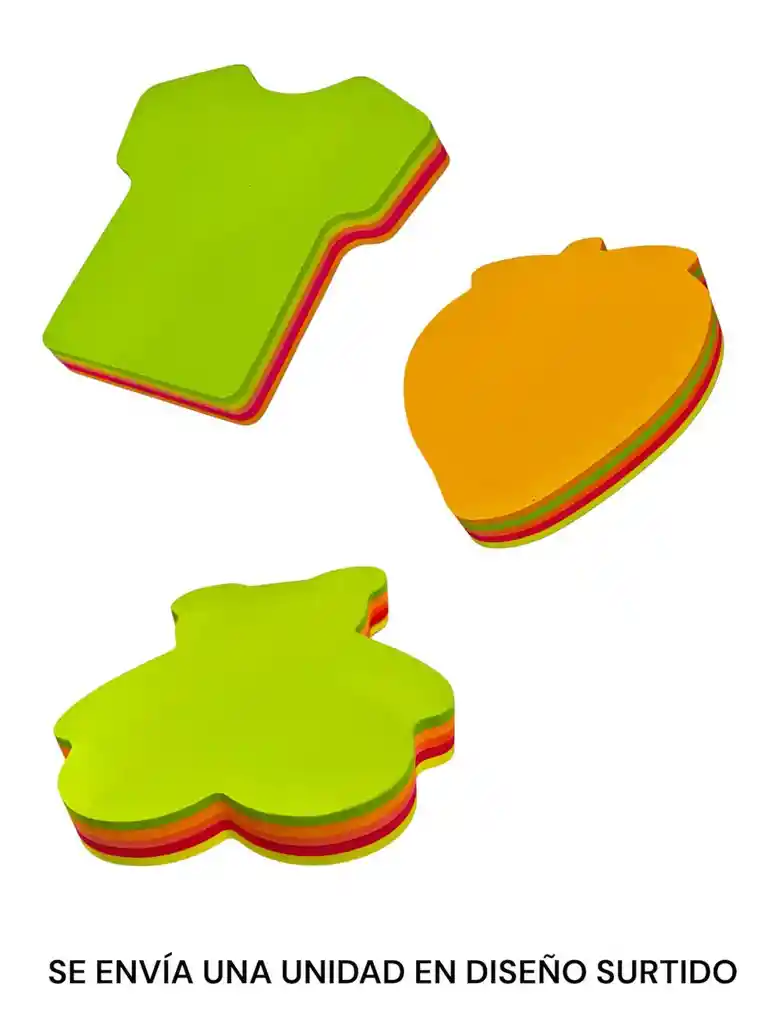 Notas Adhesivas Neon De Figuras X 100 Hjs Tipo Post-it Medida 76mm X 76mm