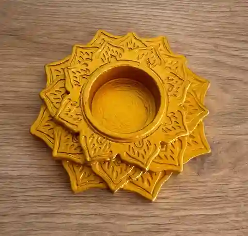 Portavelas Dorado Mandala – Decoración Espiritual Y Aromática