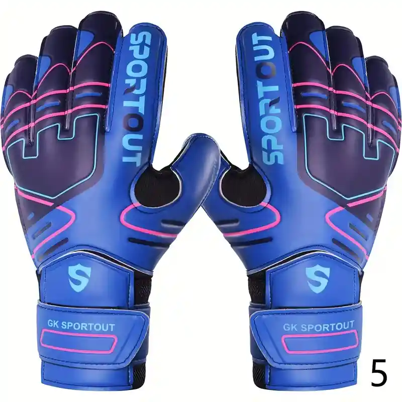 Guantes Arquero De Futbol Con Antifractura Color Azul Talla 7