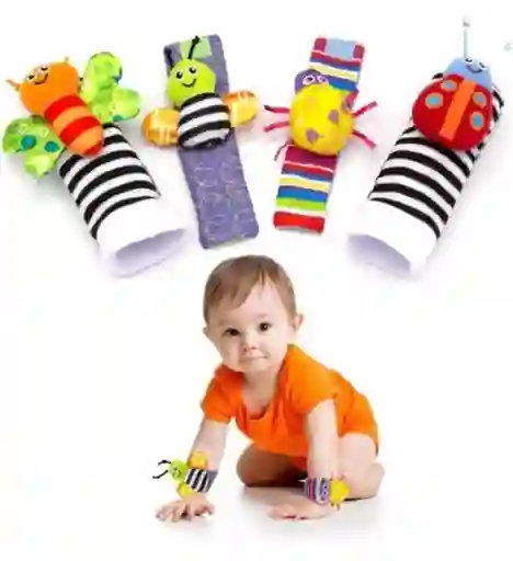 Medias Manillas Sonajeros Bebe Estimulacion Temprana Jirafas