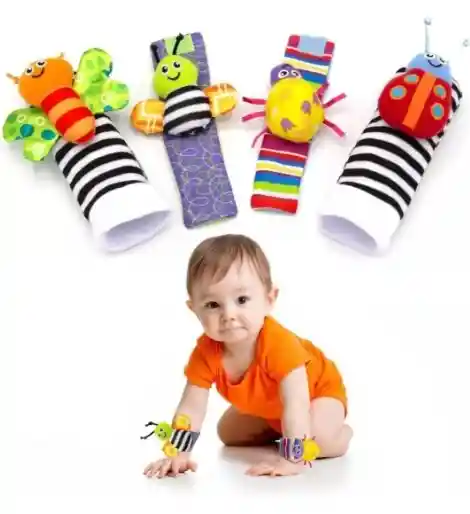 Medias Manillas Sonajeros Bebe Estimulacion Temprana Jirafas