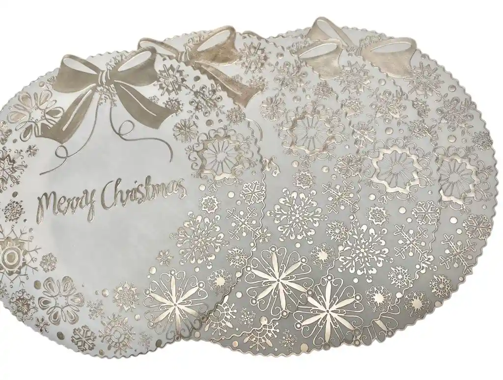 Individuales Plásticos Navideños Color Crema Paq X 4 Unds