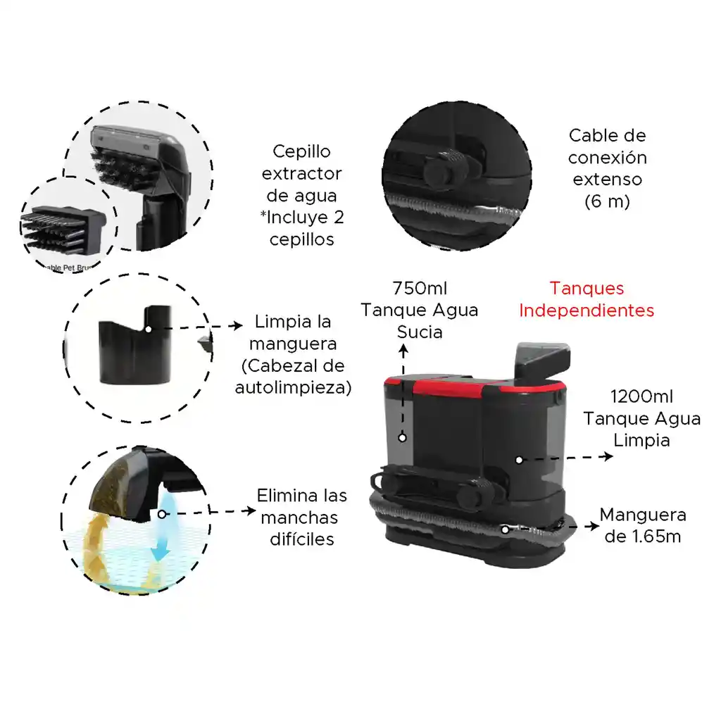 Máquina Aspiradora Y Limpiadora De Tapicería Potencia 800 W