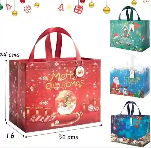 Bolsas Navideñas Cambrel Plásticas Con Asa (24x30 Cms )
