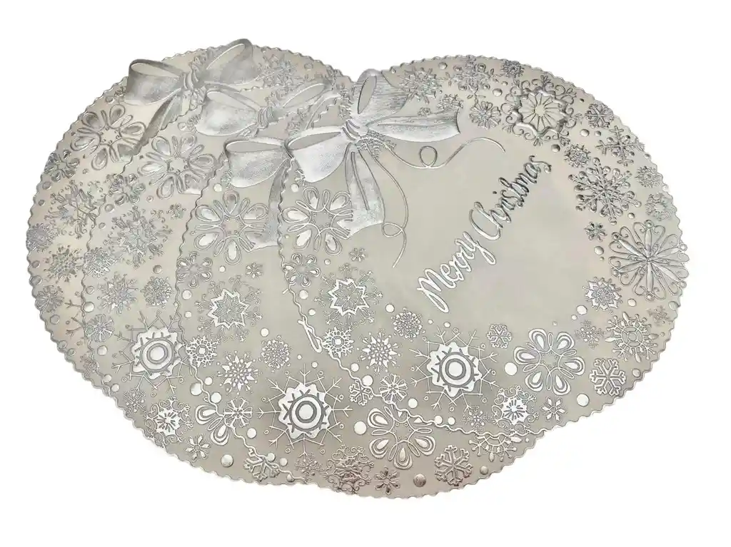 Individuales Navideños Plásticos Plateados