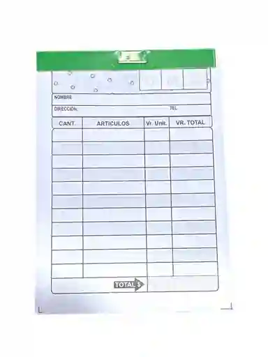 Facturero Autocopiante Medidas 12x8 Cm