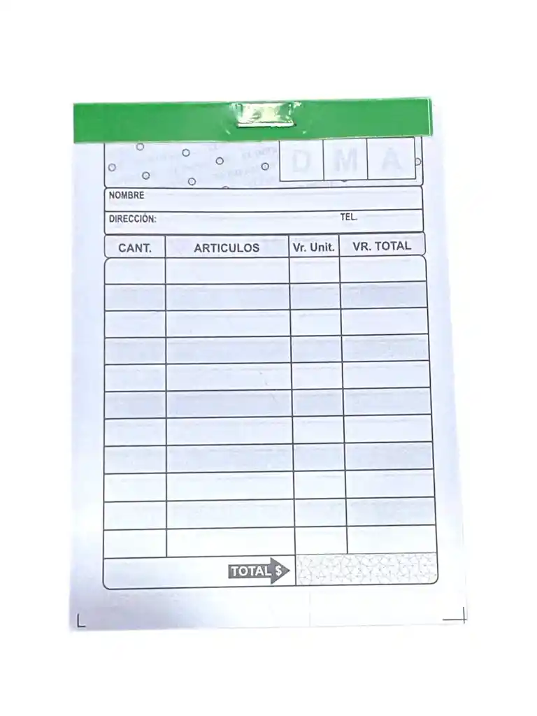 Facturero Autocopiante Medidas 12x8 Cm