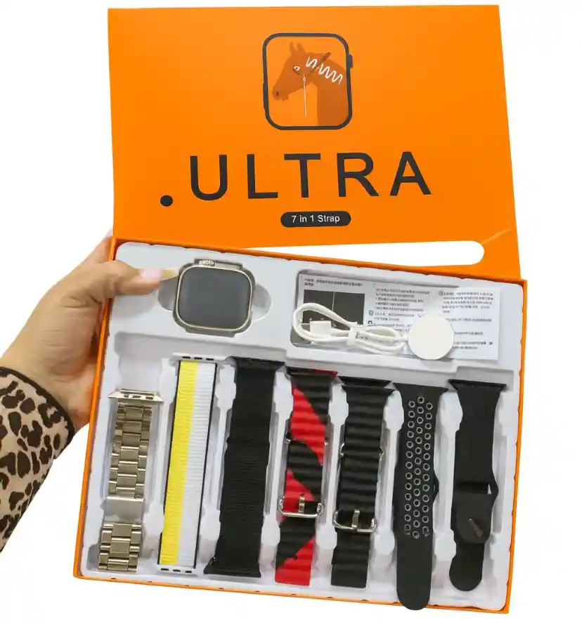 Smartwatch Ultra 49 Mm + 7 Correas Intercambiables – Reloj Inteligente Con Llamadas Bluetooth, Altavoz, Micrófono Y App Deportiva Para Hombres Y Mujeres